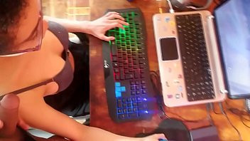 Play She was playing minecraft ... so I went over to offer her cock.