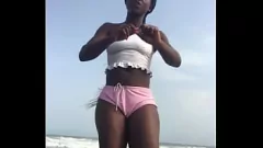 Play Sexy Lesbian Crazybitch Twerking in Revealing Clothes on Beach