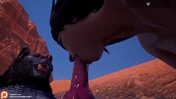 Play Wolf and woman furry loving
