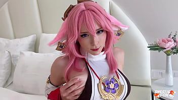 Play Yae Miko from the Genshin Impact Deepthroat, Facesitting and Rough Fucks with Me