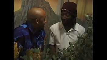 Play Two curious guys enjoy watching three kinky black fish lickers in action